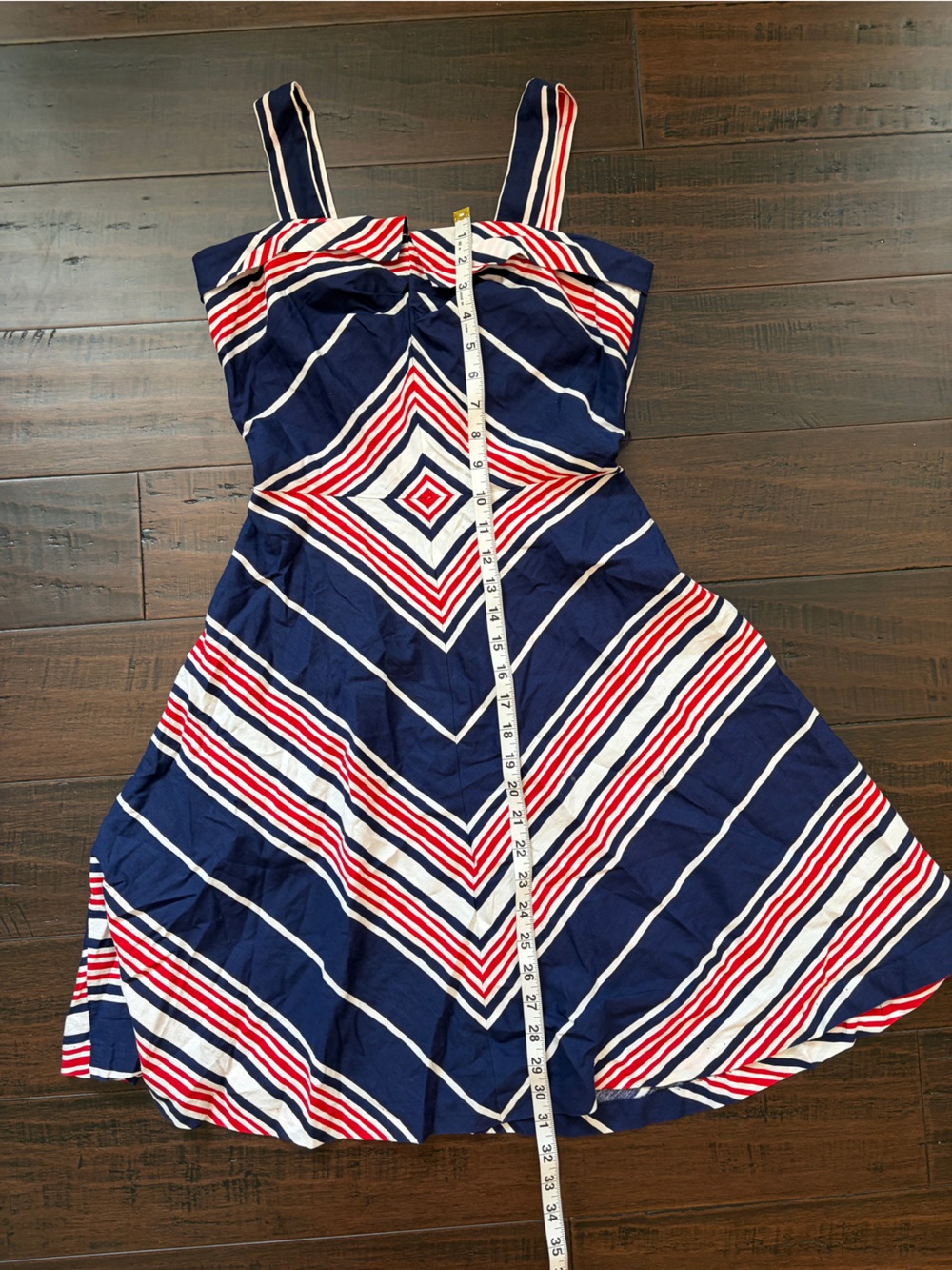 Vintage Navy Striped Sundress with Red & White Accents 4th of July Summer 90’s - Picture 8 of 10